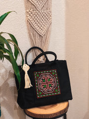 Hmong Embroidery Heart Tote Bag