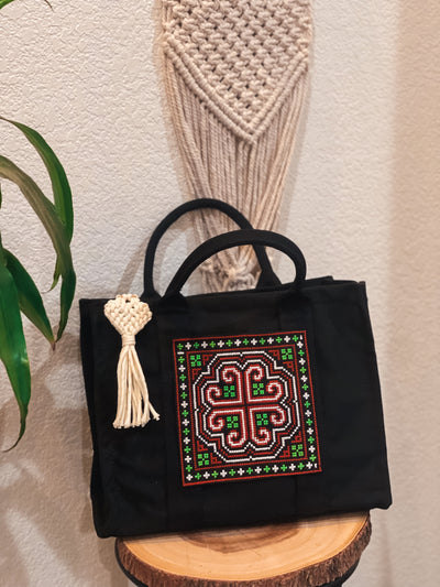 Hmong Embroidery Heart Tote Bag