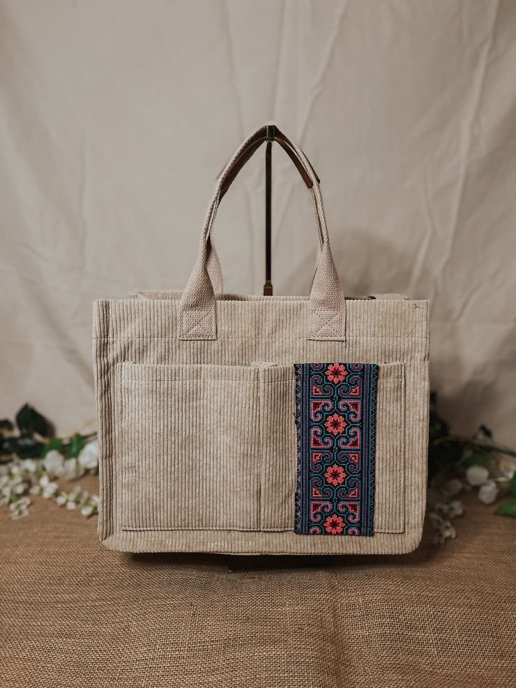 Hmong Heart Corduroy Tote Bag