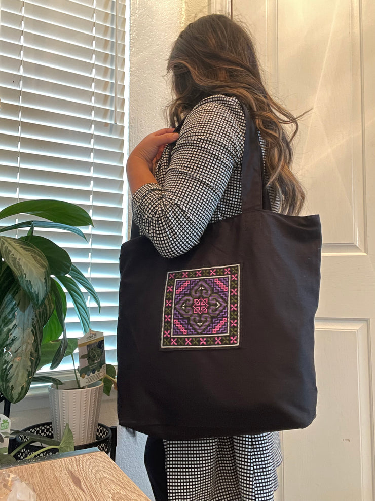 Hmong Embroidery Heart Tote Bag