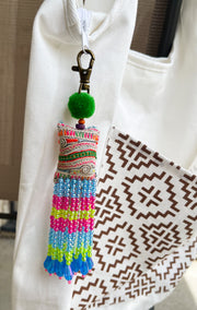 Green Pompom Beadwork Keychains