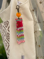 Orange Pompom Beadwork Keychains
