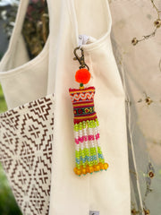 Orange Pompom Beadwork Keychains
