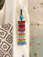 Blue Pompom Beadwork Keychains
