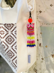 Orange Pompom Beadwork Keychains