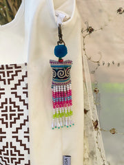 Blue Pompom Beadwork Keychains