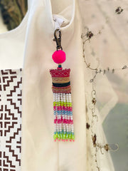 Pink Pompom Beadwork Keychains